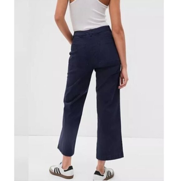 GAP High Rise Stride Khakis Wide Leg STREETWEAR Navy Blue Y2k Size 14TALL RT $80 - Picture 2 of 7
